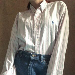 Long sleeve pink polo